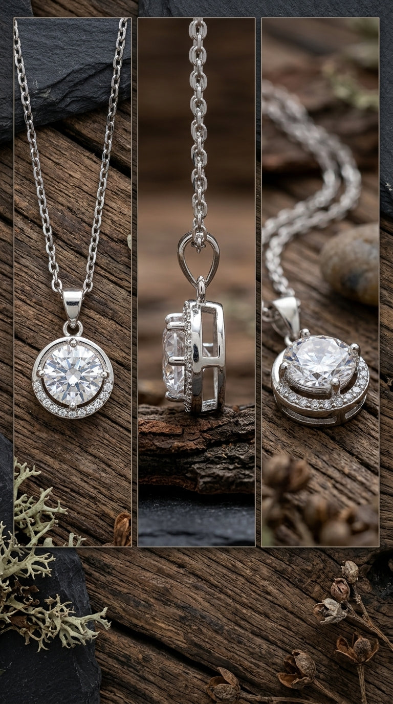 Classic Halo Solitaire Pendant Necklace