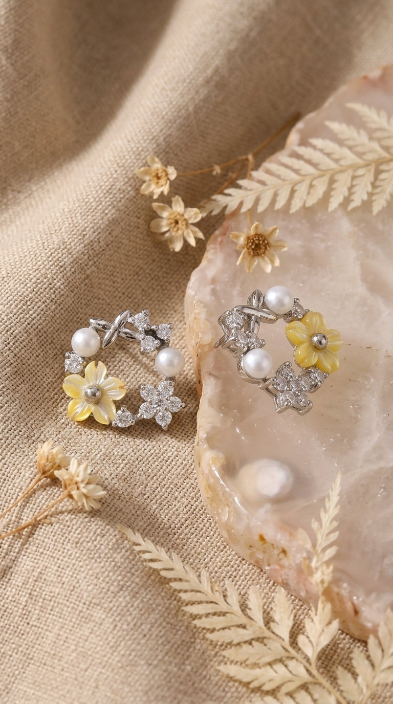 Pearl Blossom Sterling Silver Earrings
