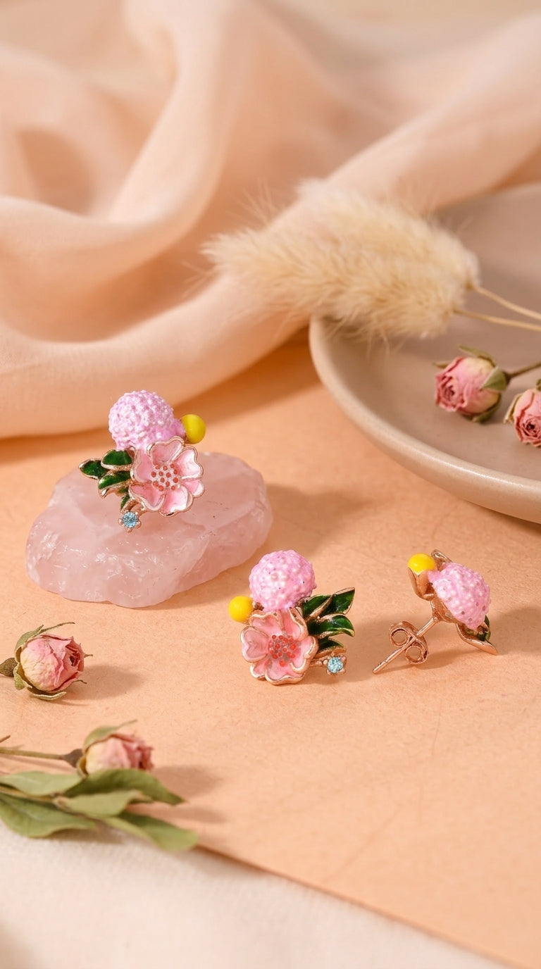 Blossom Charm Sterling Silver Stud Earrings