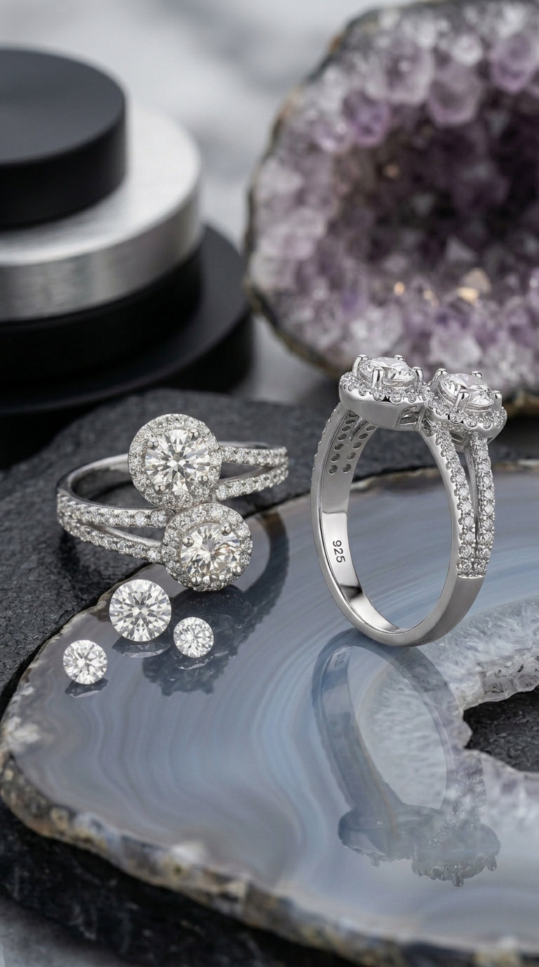 Twin Halo Moissanite Ring