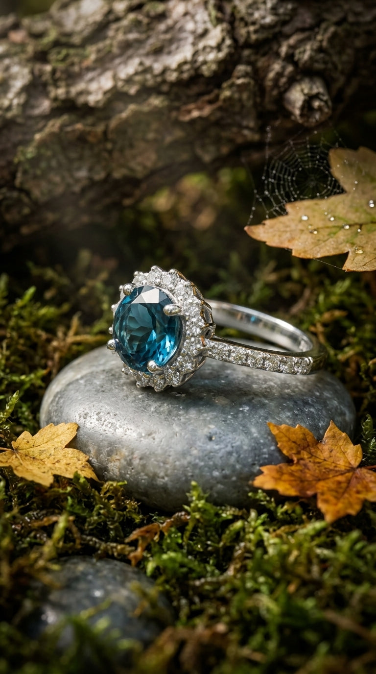 Blue Topaz Halo Ring