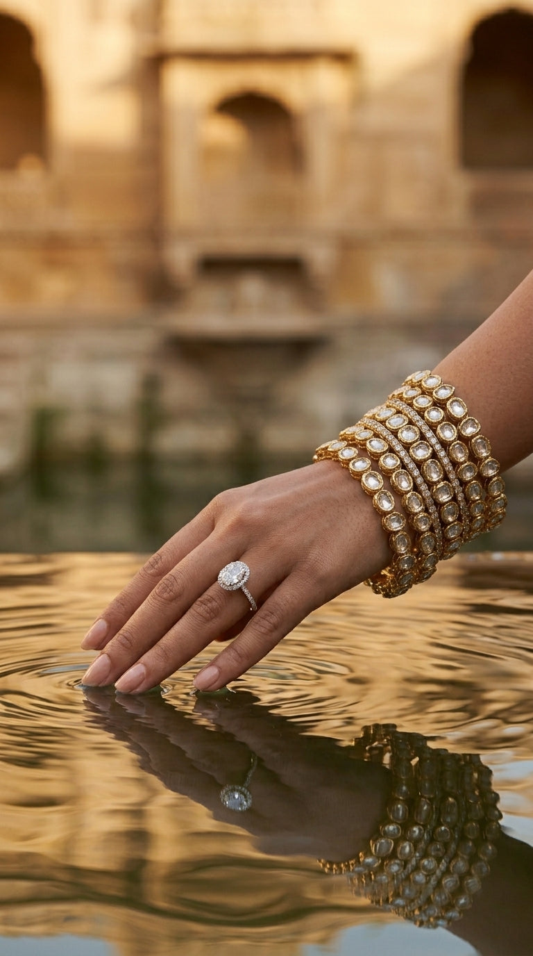 Oval Cathedral Moissanite Ring