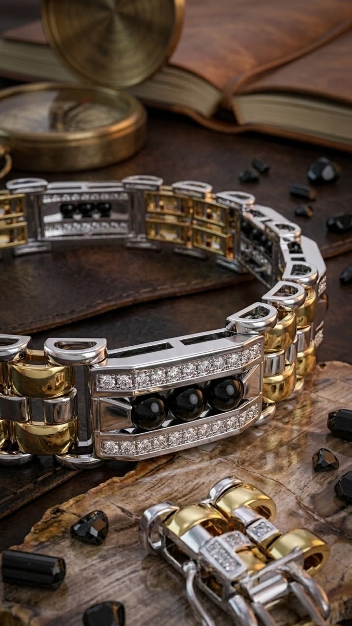Two tone Pave Link Bracelet