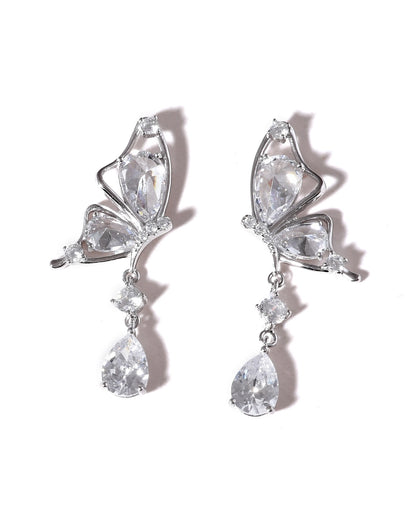Butterfly Drop CZ Earrings 925 Sterling Silver