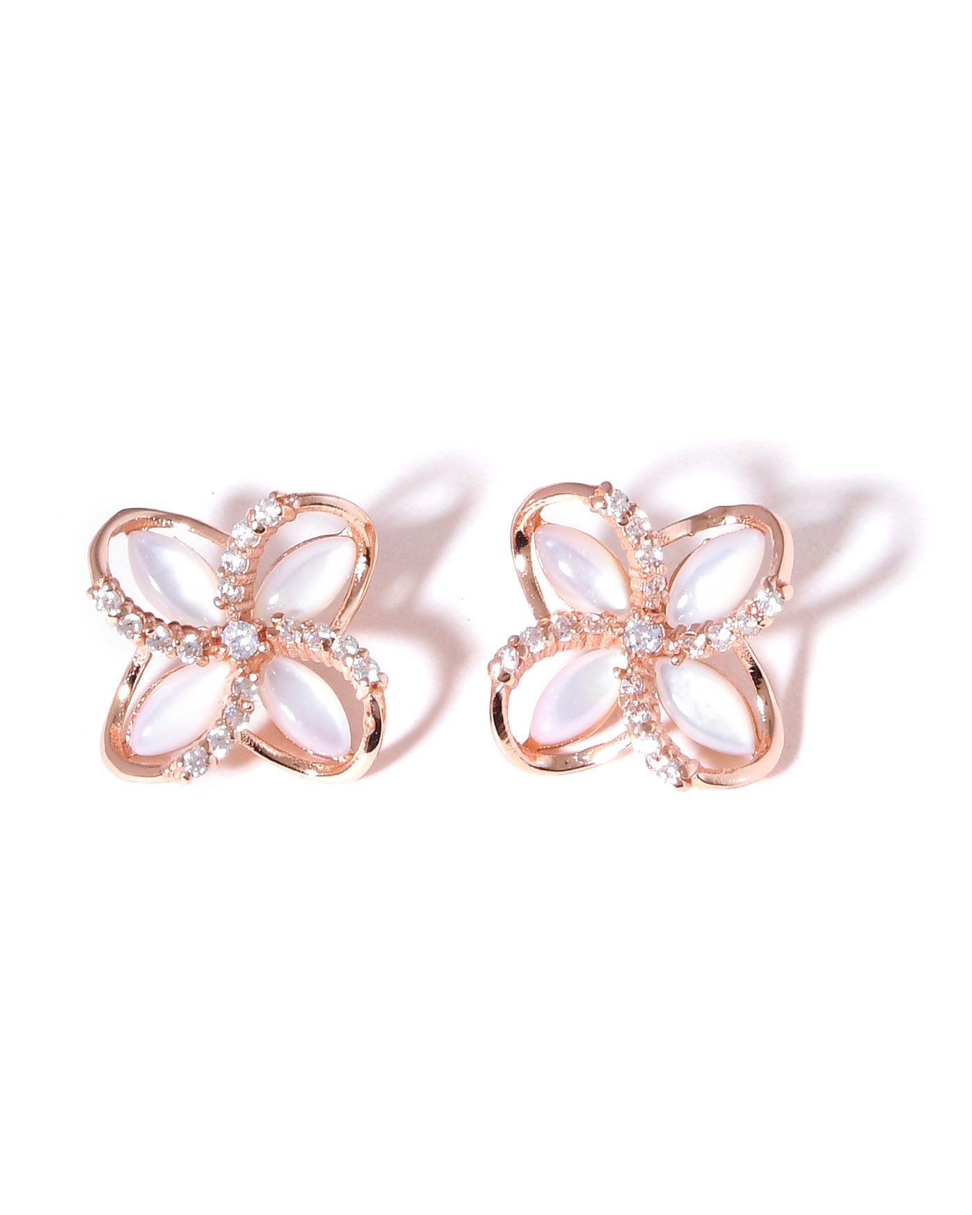 Rose Gold Flower Stud Earrings