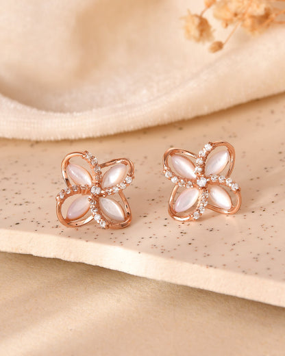 Rose Gold Flower Stud Earrings