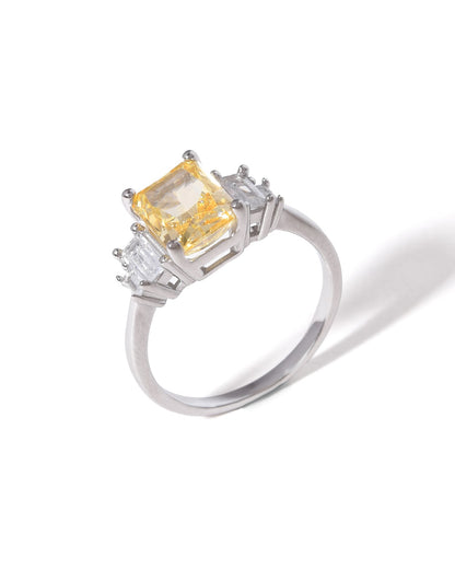 Golden Glow Emerald-Cut Sterling Silver Ring