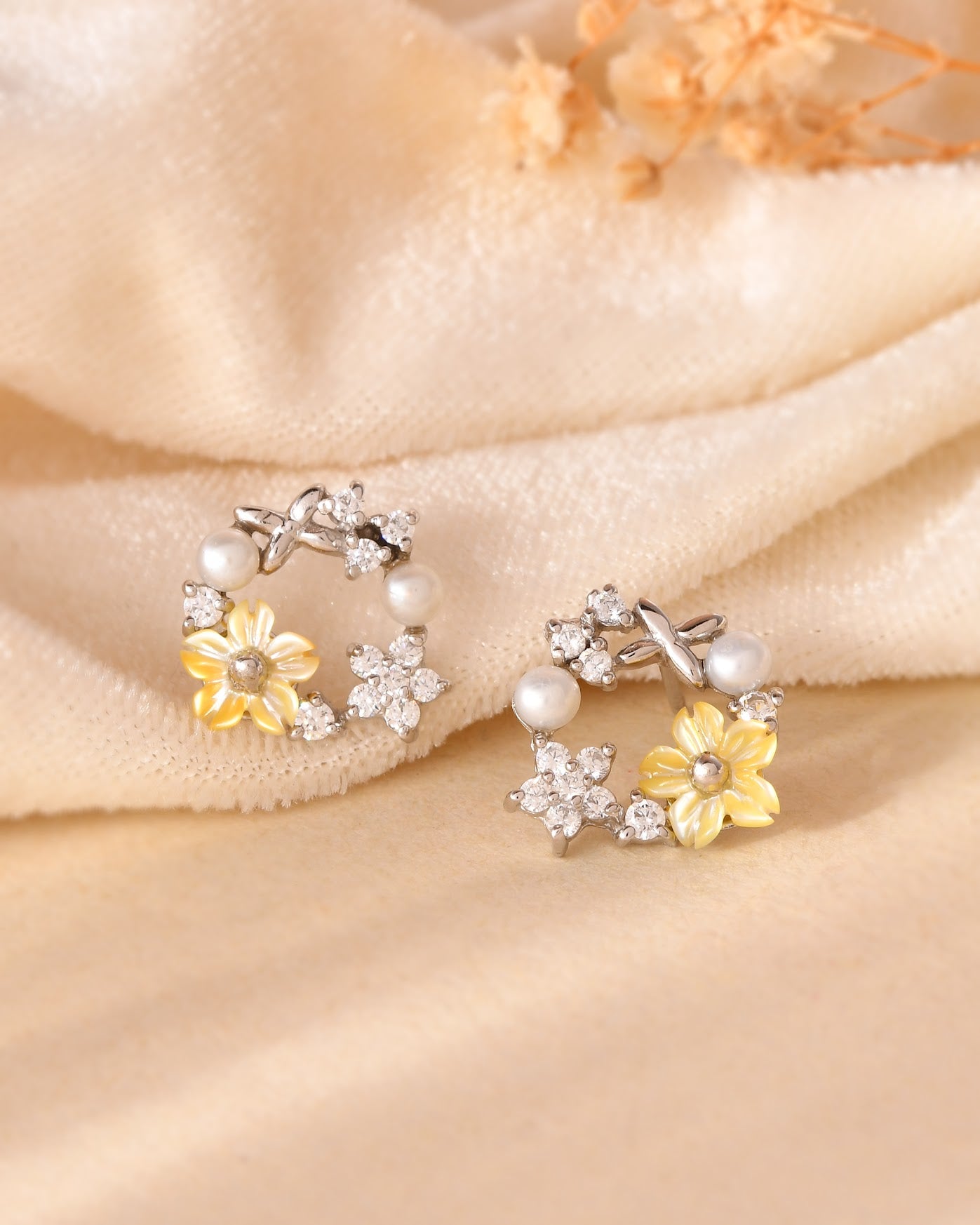 Pearl Blossom Sterling Silver Earrings