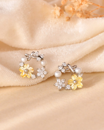 Pearl Blossom Sterling Silver Earrings