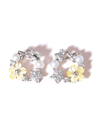 Pearl Blossom Sterling Silver Earrings