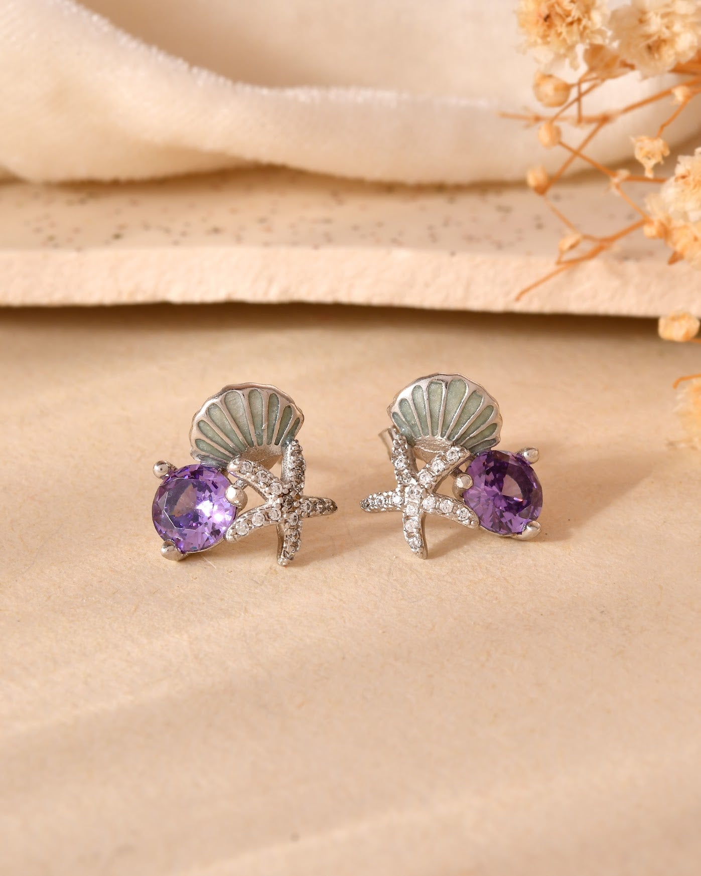 Ocean Muse Sterling Silver Stud Earrings