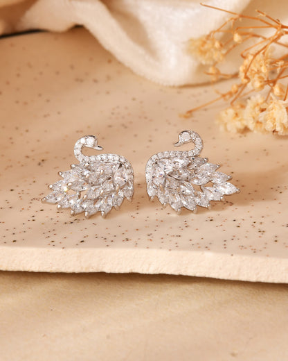 Swan Grace Sterling Silver Stud Earrings