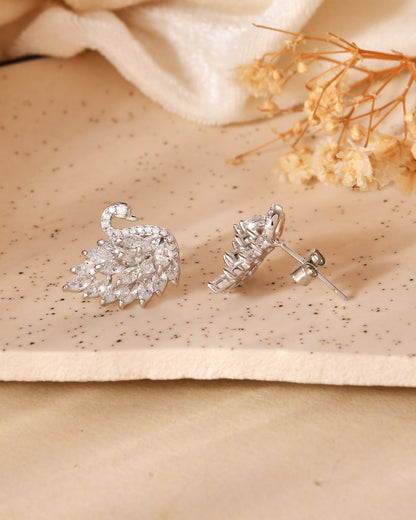Swan Grace Sterling Silver Stud Earrings