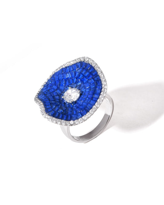 Contemporary Blue Flower Ring