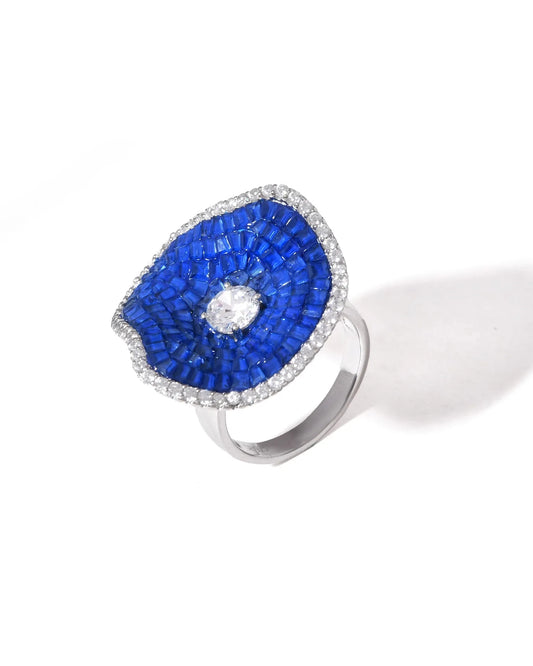 Contemporary Blue Flower Ring
