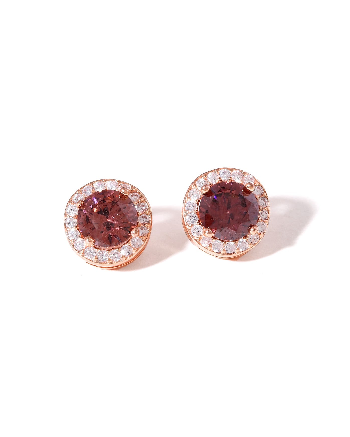 Rose Gold Halo Sterling Silver Stud Earrings