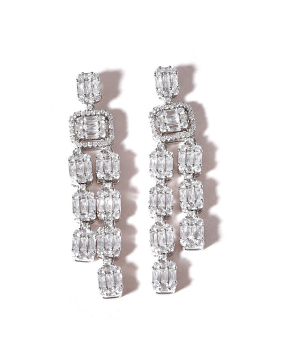 Long Baguette CZ Chandelier Earrings