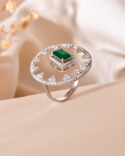 Emerald Halo Statement Ring ✨