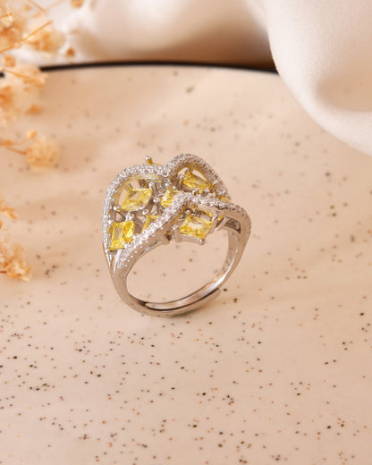 Golden Radiance Sterling Silver Statement Ring