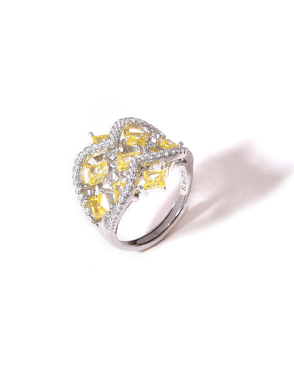 Golden Radiance Sterling Silver Statement Ring