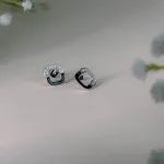 Black Enamel Diamond Geometric Earrings