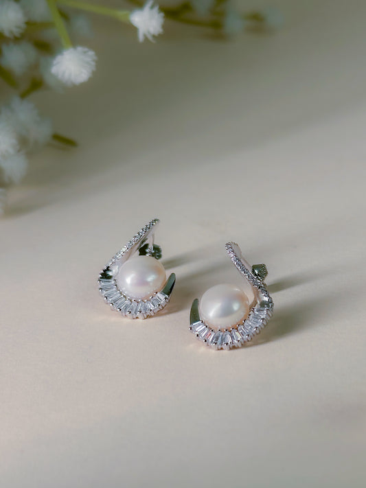 Baguette Pave Swirl Pendant Earrings Set With Chain