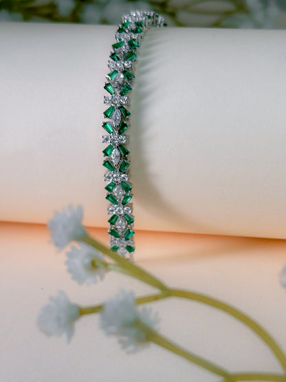 Green Baguettes Corners Flexible Bracelet