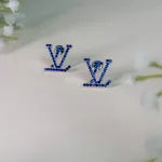 Blue Crystal Monogram Stud Earrings