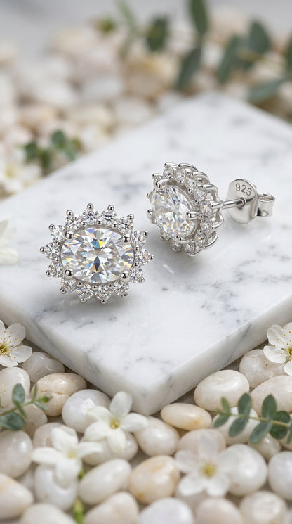 Celestial Bloom Moissanite Stud Earrings