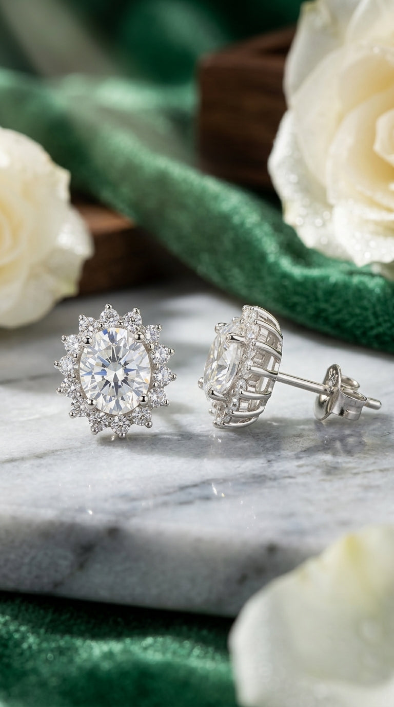 Celestial Bloom Moissanite Stud Earrings