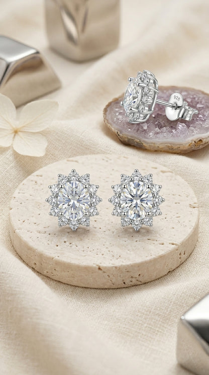 Celestial Bloom Moissanite Stud Earrings