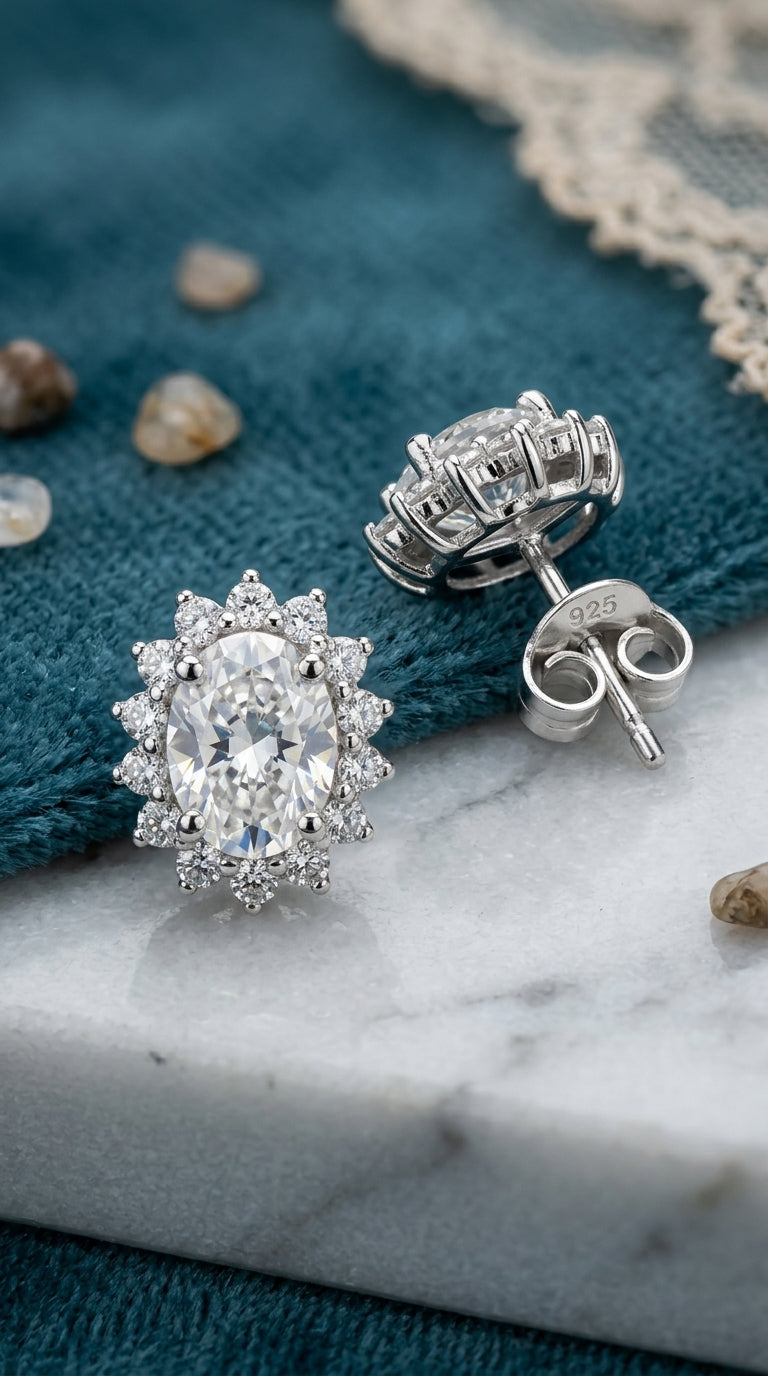 Celestial Bloom Moissanite Stud Earrings