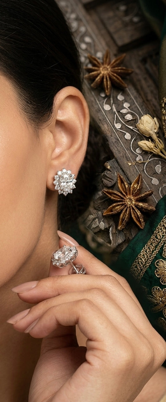 Celestial Bloom Moissanite Stud Earrings