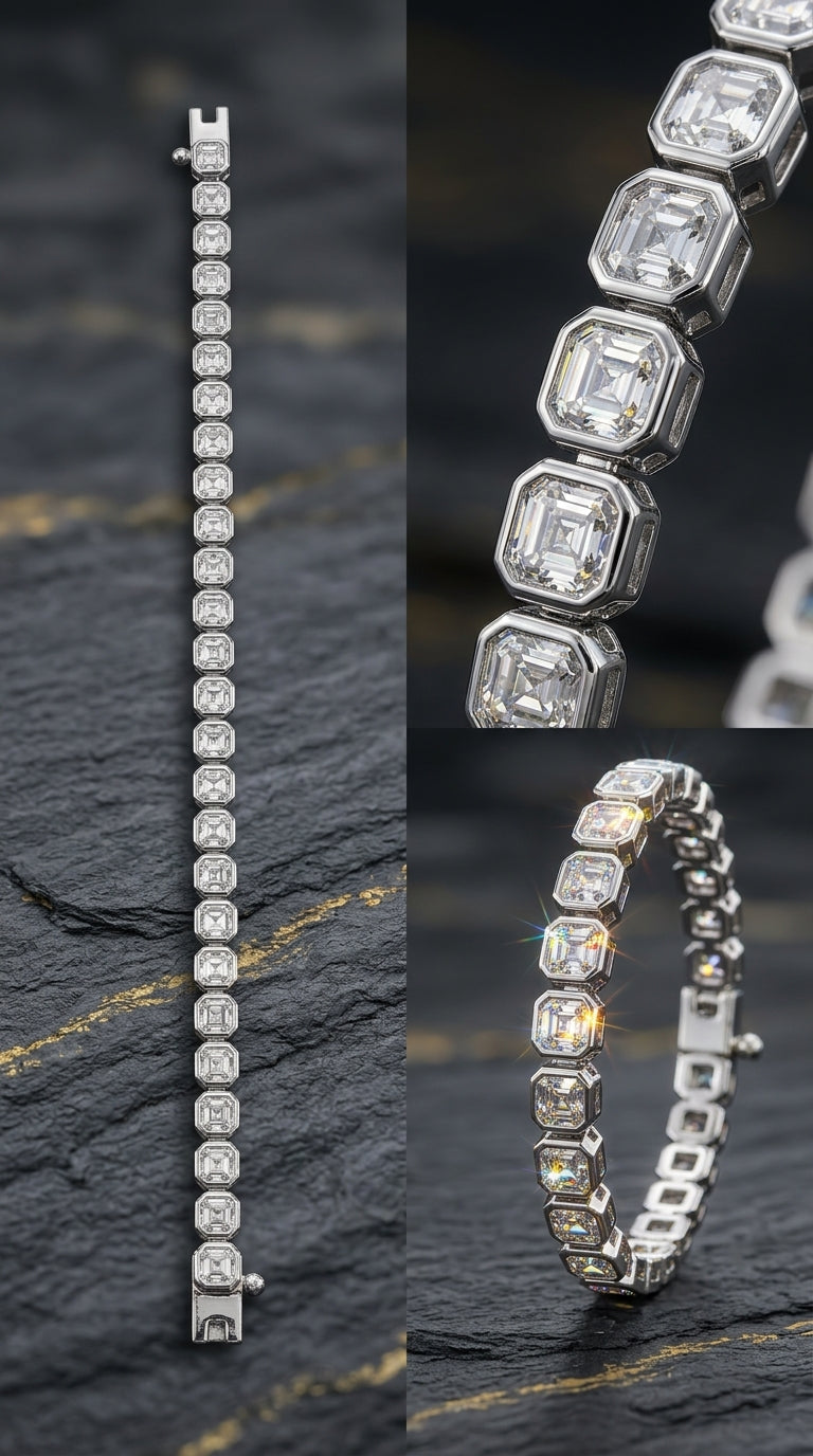 Emerald-Cut Moissanite Tennis Bracelet