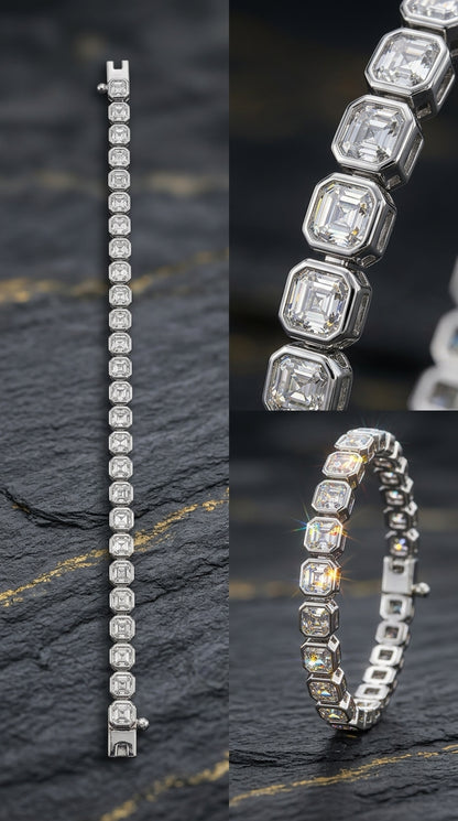 Emerald-Cut Moissanite Tennis Bracelet