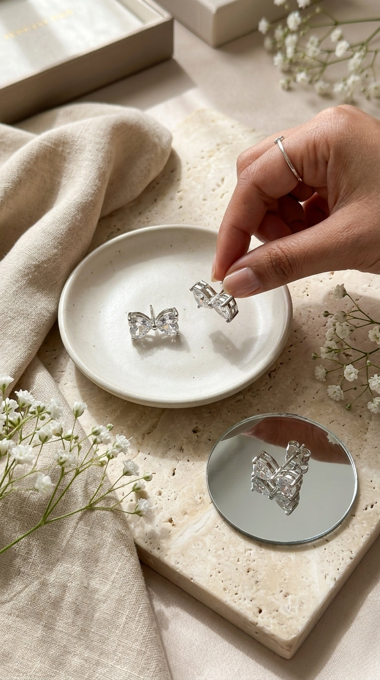 Crystal Bow Stud Earrings