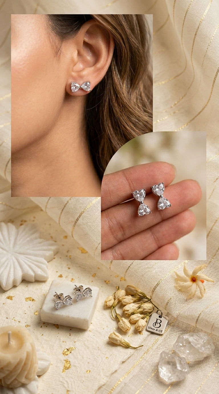 Crystal Bow Stud Earrings