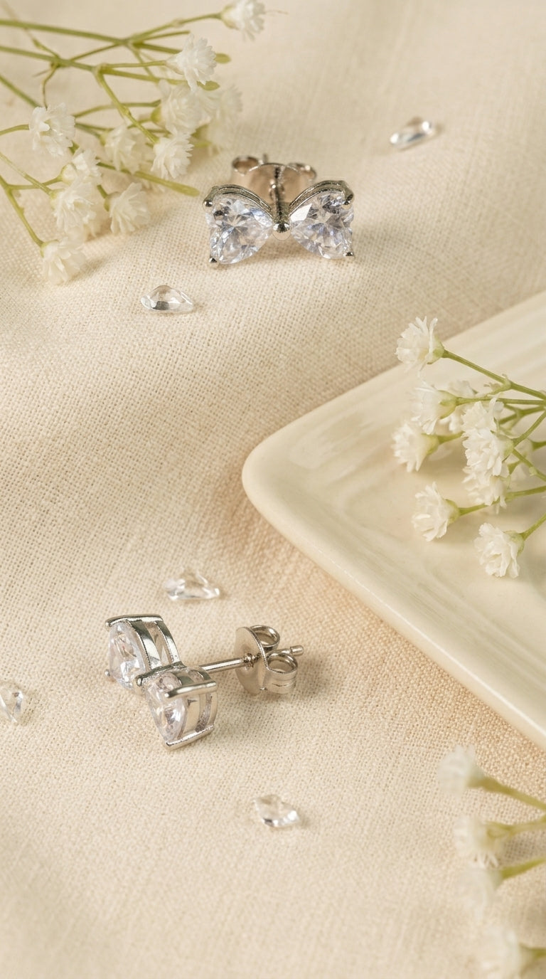 Crystal Bow Stud Earrings