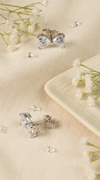Crystal Bow Stud Earrings