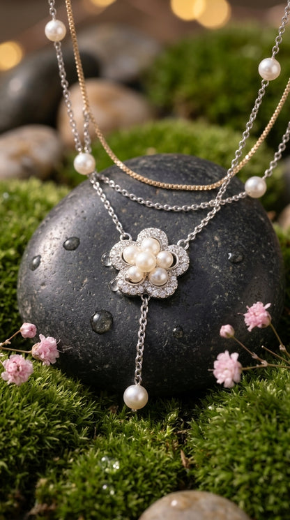 Pearl Blossom Drop Necklace