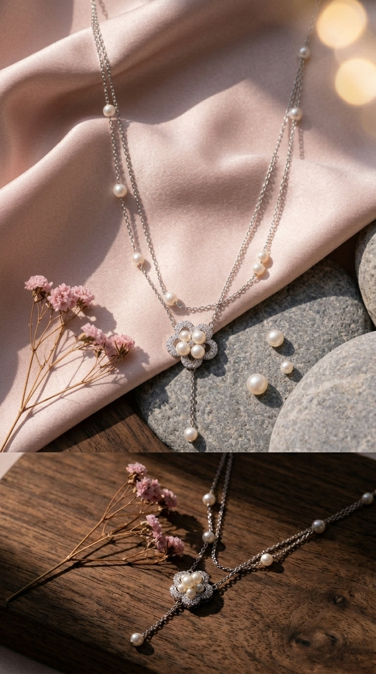 Pearl Blossom Drop Necklace