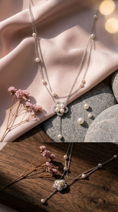 Pearl Blossom Drop Necklace