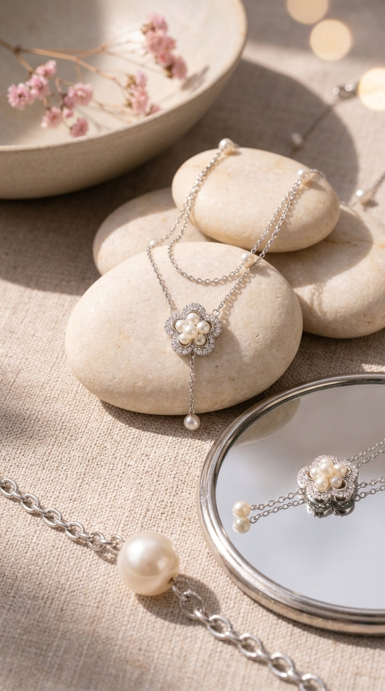 Pearl Blossom Drop Necklace