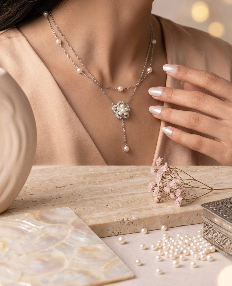 Pearl Blossom Drop Necklace