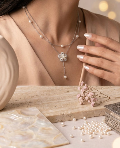 Pearl Blossom Drop Necklace