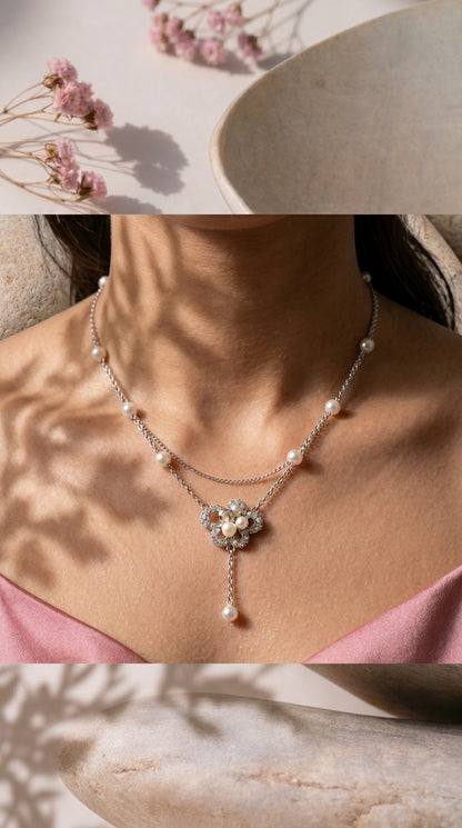 Pearl Blossom Drop Necklace