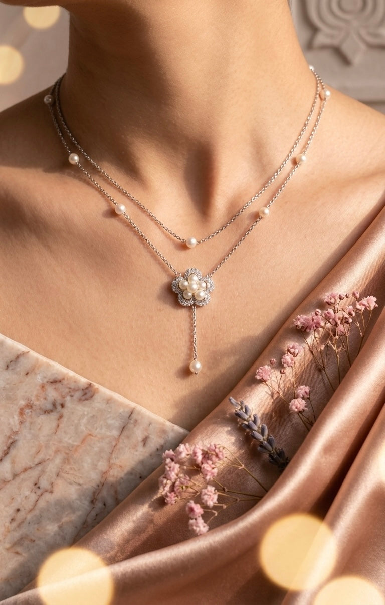 Pearl Blossom Drop Necklace