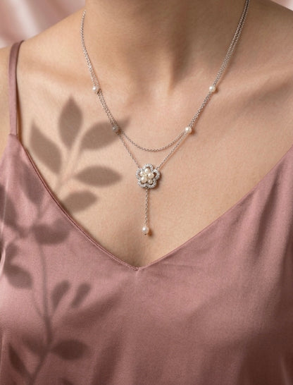 Pearl Blossom Drop Necklace