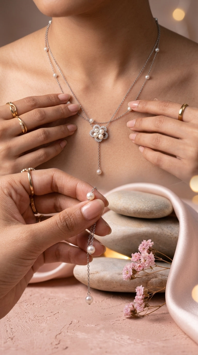 Pearl Blossom Drop Necklace
