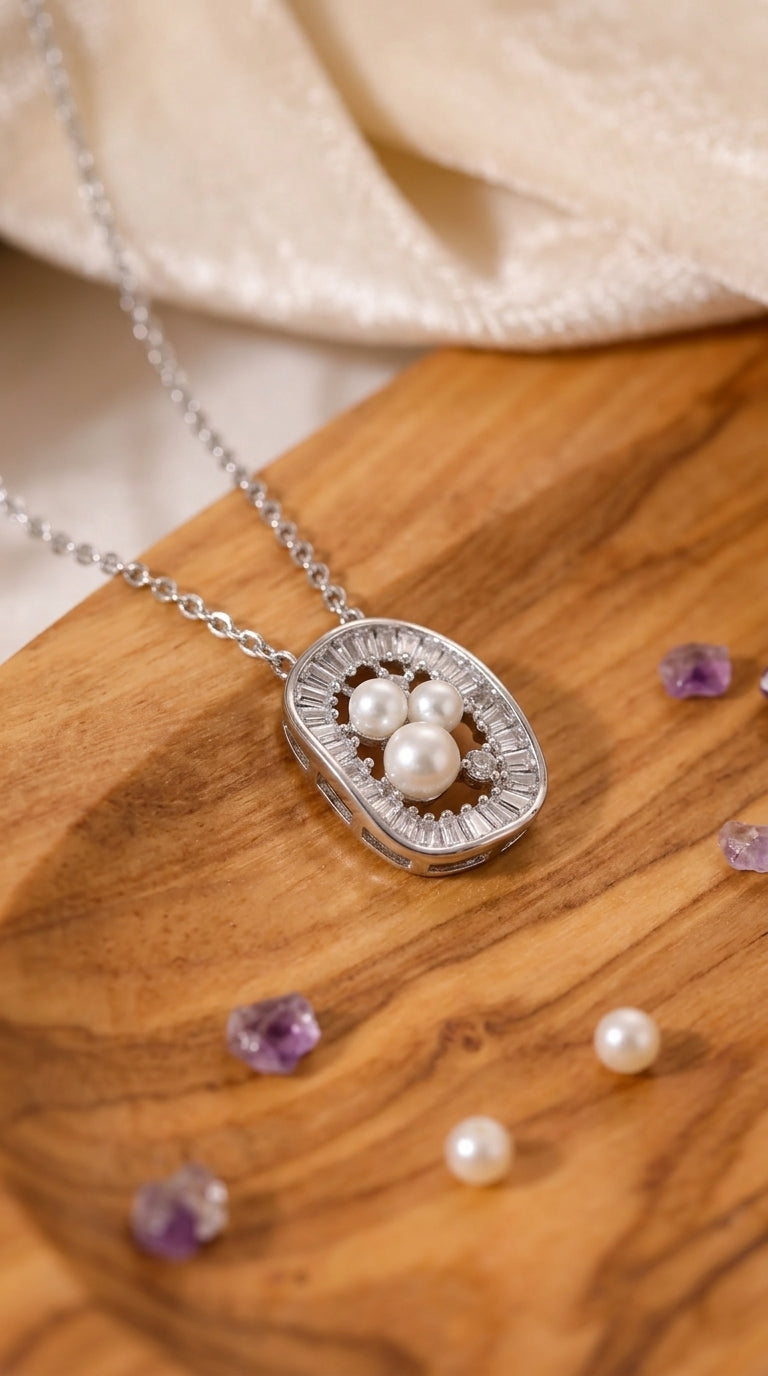 Pearl Halo Pendant Necklace